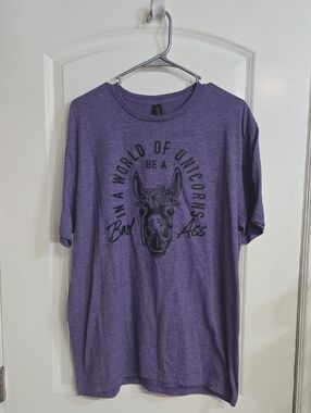 Hand Crafted In A World Full Of Unicorn Be A Bad A$$ Large Purple/ Black Unisex